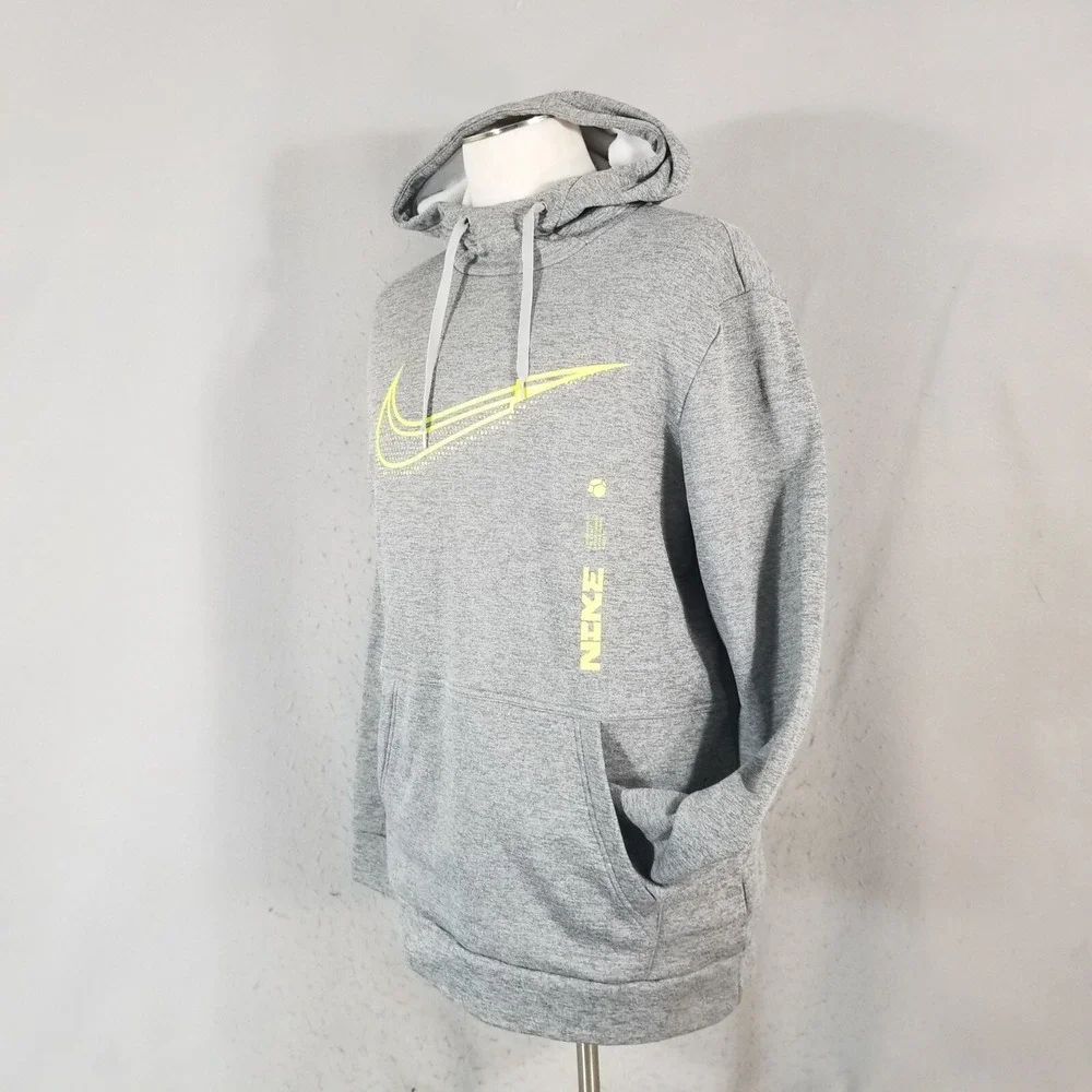 Nike hoodie sweater sweatshirt men's medium gray long sleeve Therma Fit soccer